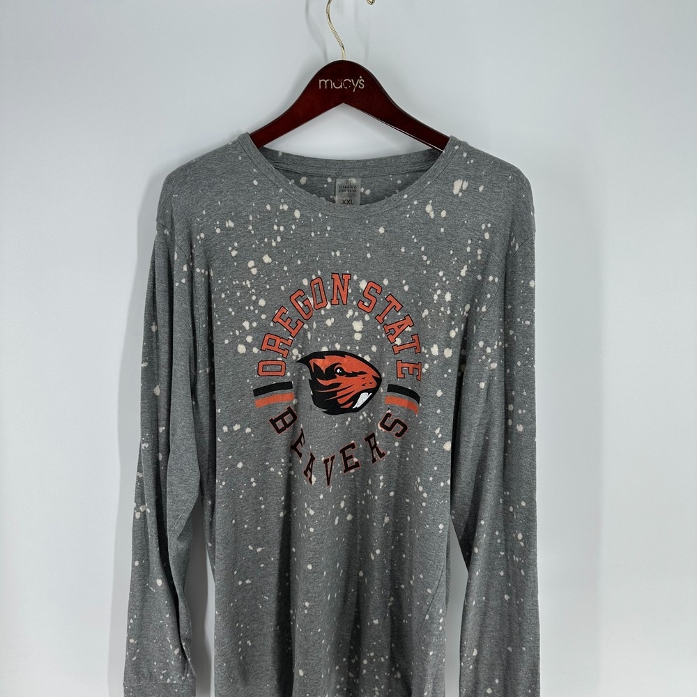 Game Day Couture NCAA Oregon State Beavers Bleached Dyed T-Shirt Gray Size XXL‎